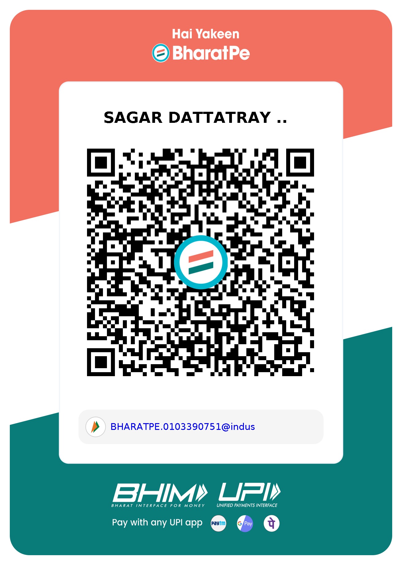 BharatPe UPI QR code to pay the SoldMyTickets membership fee